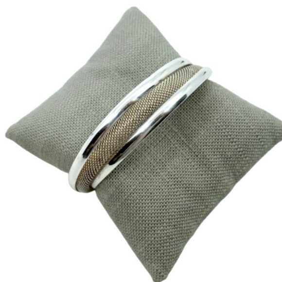 Tiffany & Co Polished Sterling Silver And Mesh Twist Cuff Bracelet 37.5 Grams - Picture 9 of 10